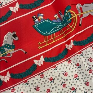 Vintage Christmas Shower Curtain New in Box Coquette Bows Holly Sleigh Made USA